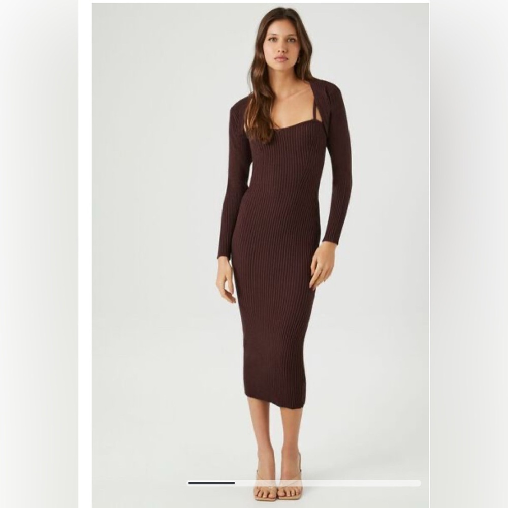 Forever21 Midi Dress & Shrug Sweater Set large
